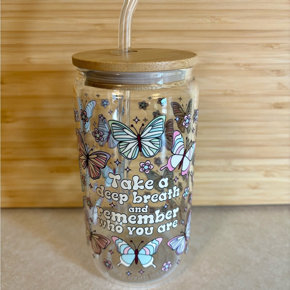 Libby Glass Cup with butterflies